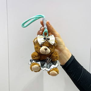 Lindo Llavero de Peluche de Oso Marrón, Mini Llavero de Osito para Colgante de Bolso, Osito de Peluche con Lazo, Llavero Kawaii de Peluche - Product Image 5