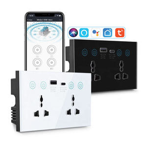 Tuya Smart WiFi ZigBee Power Statistical wall <b>Socket</b> 20A With USB Type c Glass Panel <b>Multi</b> Functional Double <b>Socket</b> 110V-240V - Product Image 1