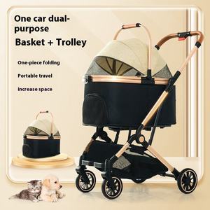 Chariot de luxe léger pour animaux de compagnie Teddy <span class=keywords><strong>Fadou</strong></span> à 4 roues, pliable à un bouton, durable et réglable, pour petits chiens et chats, capacité 15 kg - Product Image 2