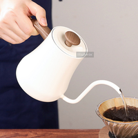 Bouilloire à café HIGHWIN en acier inoxydable de 600 ml avec poignée en plastique - Réutilisable et durable pour la préparation du café