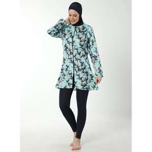 Ropa Deportiva Modesta para Mujeres Musulmanas, Conjunto Deportivo de 3 Piezas sin Costuras, Chaqueta con Cierre y Manga Larga Personalizada, Leggings de Entrenamiento de Secado Rápido - Product Image 3