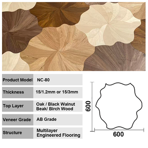 พื้นปาร์เก้ไม้เนื้อแข็งหลายชั้นลายใบไม้ สำหรับตกแต่งภายในสุดหรู - Product Image 2