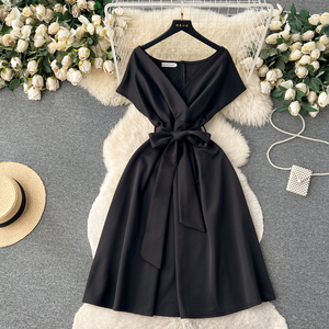 Elegante Abito Estivo da Donna per Feste, Casual, Lunghezza Midi, Tinta Unita - Product Image 2