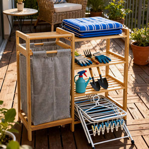 סיטונאי במבוק טבעי מדף כביסה סל אחסון מדפי אחסון מדף מדף ושקית הזזה - Product Image 3