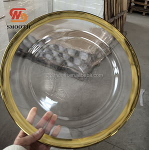 Plato Base Redondo Moderno <span class=keywords><strong>de</strong></span> 13 Pulgadas, Dorado y Transparente, <span class=keywords><strong>para</strong></span> Bodas, Cenas y Fiestas, Venta al Por Mayor - Product Image 3