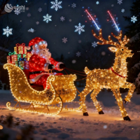 Affichage lumineux LED géant de traîneau de Noël avec Père Noël et rennes pour spectacles de lanternes festifs dans les parcs à thème et événements de fin d'année