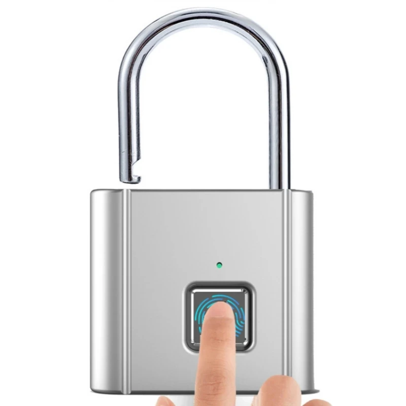 Keyless USB Charging Door Lock Quickly Unlock Zinc Alloy Metal Self-imaging Chip 10 Fingerprints Fingerprint Smart Padlock