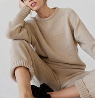 Ensemble pull-over pantalon en cachemire d'hiver pour femmes, respirant, à col ras du cou, vêtements pour femmes, vente en gros sur mesure