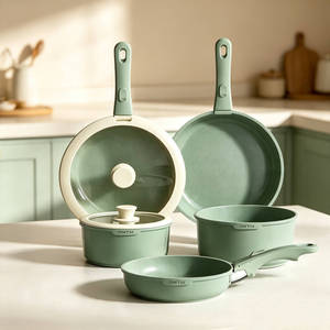 Ensembles d'ustensiles <span class=keywords><strong>de</strong></span> cuisine en aluminium moulé avec poignées amovibles, revêtement céramique antiadhésif, gain <span class=keywords><strong>de</strong></span> place, compatibles lave-vaisselle et four, cadeaux <span class=keywords><strong>de</strong></span> cuisine sains - Product Image 2