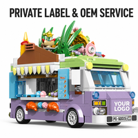 Set de Bloques de Construcción de Camión de Comida Personalizado con Diseño de Pizza, Vista de Calle Urbana, OEM, Marca Privada, Juego de Construcción STEM Inmersivo para Juego de Roles