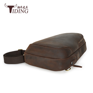 Sac de poitrine en cuir véritable pour hommes, sac à bandoulière marron foncé, sac à bandoulière décontracté en cuir de vache de première qualité, été 2021 - Product Image 4