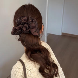 Bandeau pour cheveux double couche couleur café pour femme, 16 cm, pour usage quotidien et soirées de gala, collection automne/hiver - Product Image 3