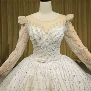 Robe de mariée de luxe à manches longues, robe de bal, Vestido De Novia, dentelle, paillettes, robe <span class=keywords><strong>Marie</strong></span> Lsch24 - Product Image 2