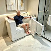 Baignoire à accès facile pour seniors, baignoire acrylique pour personnes âgées avec porte latérale et mains courantes, baignoire de massage à remous pour salle de bain de villa