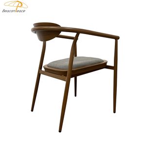 Sillas de comedor con marco de aluminio y madera <span class=keywords><strong>baratas</strong></span>, diseños nórdicos modernos, silla de café para exteriores para hotel - Product Image 4