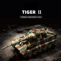 Kit de construction de char lourd Tiger II King Tiger 1:16, 7261+ pièces, briques de véhicule blindé militaire, modèle de collection à assembler soi-même