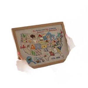 Kit de broderie au point de croix avec carte des États-Unis, toile en coton, fait main, forme rectangulaire, décoration pour la maison - Product Image 4