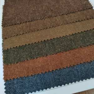 16% Wolle 78% Polyester 3% Elasthan 430g/<span class=keywords><strong>m</strong></span> 1cm Fischgrätmuster Flanell Ganzjahres-Leichtgewicht Anzugstoff aus Wolle - Product Image 6