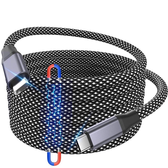 2024 Pd 240w Cable Usb Magnetic Nylon Braided Magnet Charger Cable Type C Winding New Technology Wire Charger Data Cables