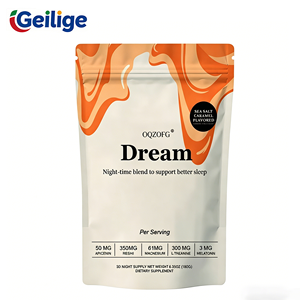 OEM 180g <strong>Dream</strong> Sleep Support Powder Sea Salt Caramel Flavor - Natural Sleep Supplement with Melatonin, Apigenin - Product Image 1