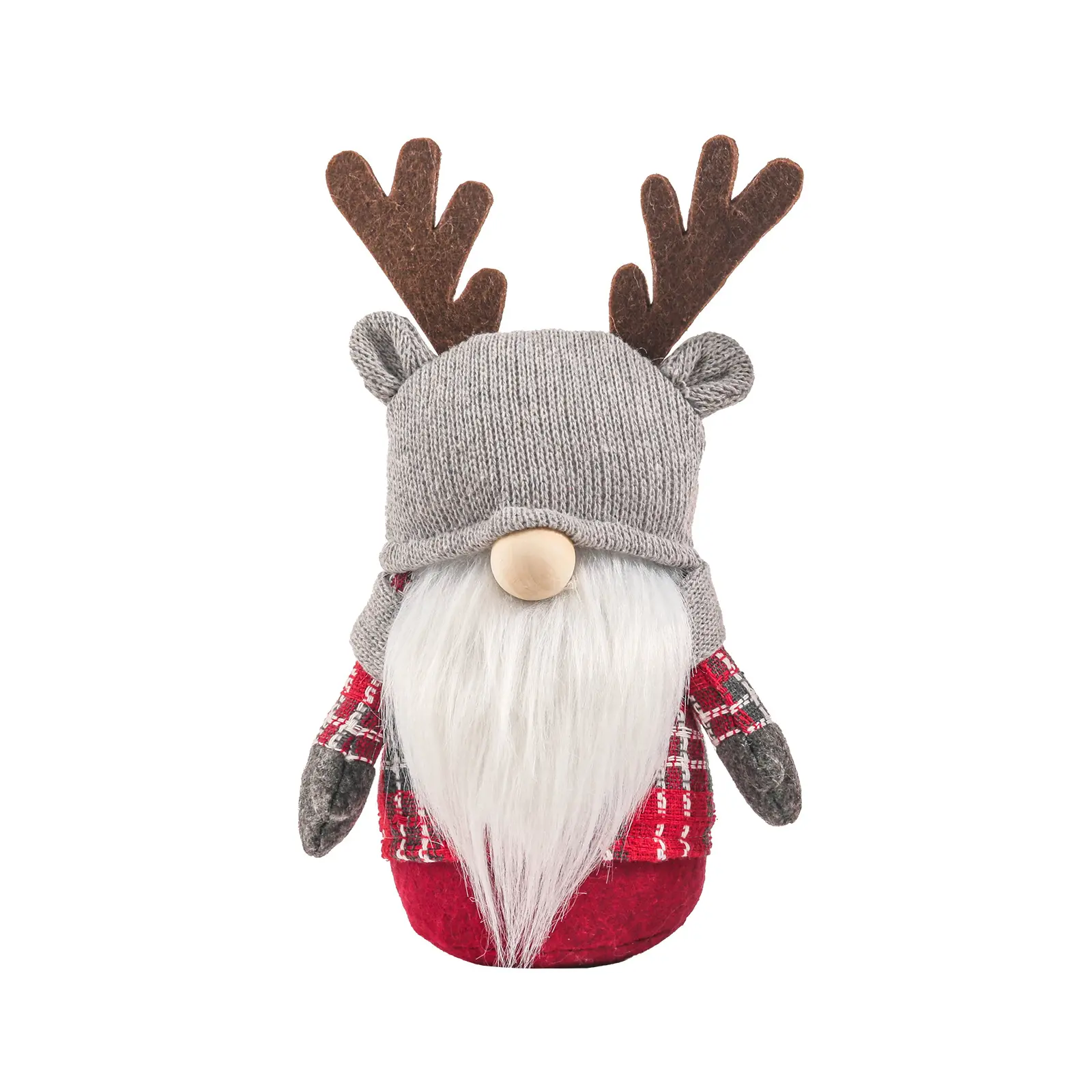 High Quality Hot sale products Handmade Christmas Decorations Gifts Red Plaid Cloth Plush Gnomes Gonks Dolls With Antler