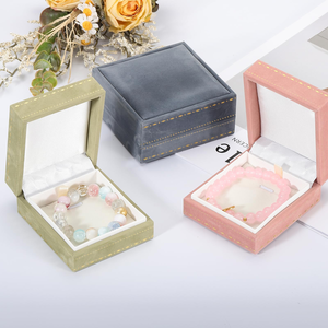 Caja de Joyería de Terciopelo y Cuero de Alta Gama al por Mayor para Fabricantes, Caja para Anillos y Collares, Caja de Embalaje para Pulseras con Tapa - Product Image 4