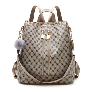 Lady Luxury Office <b>Backpack</b> Casual Travel Pvc <b>Backpack</b> Women Retro Classic Printing Shoulder <b>Backpack</b> - Product Image 2