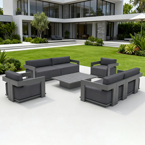 Bộ ghế <span class=keywords><strong>sofa</strong></span> ngoài trời bằng nhôm hiện đại với bàn cà phê |   Đồ nội thất ngoài trời chống thấm nước cho sân vườn, hiên nhà, sân trong & công viên - Product Image 1