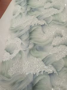 Alta Qualidade Francês Lace Dress Material Frisado Tule Malha com Lantejoulas para Festa ou Casamento Excelente para Roupas - Product Image 4