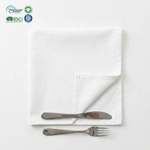 Classic Poly Cotton Blend White Cloth Napkins 20x20 Inch Custom Label Hemmed <b>Edge</b> Banquet Waterproof Eco-Friendly Reusable - Product Image 1