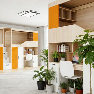 <span class=keywords><strong>Lit</strong></span> superposé compact <span class=keywords><strong>en</strong></span> bois avec bureau et rangement, idéal pour les petites chambres ou les studios d'adultes, optimisant l'espace vertical. - Product Image 3