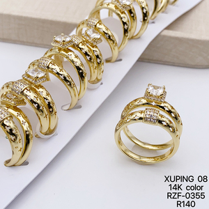 XUPING Jewelry Wholesale 14K Gold Color Plated Fashion Synthetic Cubic Zirconia Women <strong>Men</strong> a Pair Couple Wedding <strong>Ring</strong> <strong>Set</strong> - Product Image 6