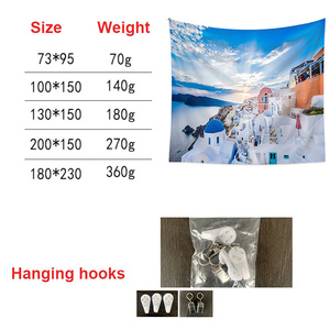 Tapisserie de l'île de Santorin en Grèce, Europe, vue sur la <span class=keywords><strong>mer</strong></span> bleue, tapisserie murale pour salon - Product Image 3