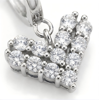 Boucles d'oreilles pendantes en argent 925 avec moissanite en forme de cœur, plaquées rhodium, serties griffes, bijoux tendance pour femme LY