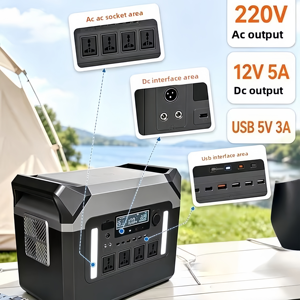 Station d'alimentation portable 2000W/2500W/3000W 120V/110V/220V/230V pour la maison et l'extérieur, station d'alimentation solaire - Product Image 2