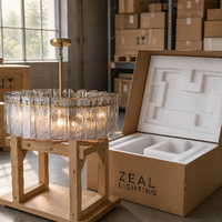 Lustre en laiton à 20 bras avec verre martelé et éclairage LED pour salon, hôtel, villa - Vente en gros