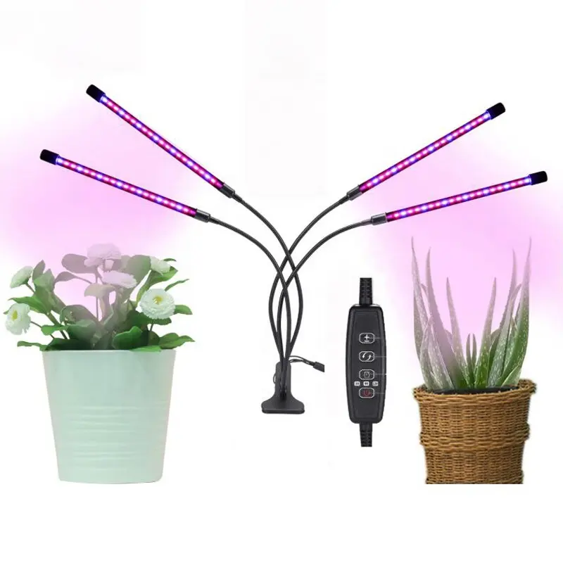 Lampe de croissance LED à 5V, 4 têtes, éclairage horticole à spectre complet, pour culture de plantes et fleurs d'intérieur