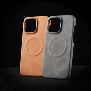 Étui de téléphone portable en cuir d'imitation d'agneau de luxe d'affaires pour <span class=keywords><strong>Iphone</strong></span> 16 15 14 Plus 13 12 couverture de charge sans fil magnétique - Product Image 5