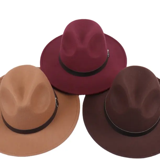 Topi Fedora dengan Pinggiran Datar Pria dan Wanita, Topi Flanel Bahan Dasar Warna Polos Model Inggris, Topi Retro Jazz Modis