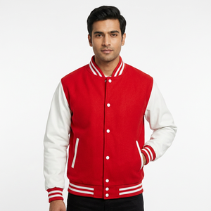 New High Street Letterman Coat Autumn Solid Casual Leather Sleeves Wool Unisex Vintage College Baseball <b>Jacket</b> For <b>Men</b> - Product Image 1