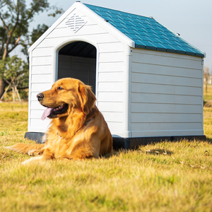 Su geçirmez plastik tepsi ile Modern büyük köpek evi yükseltilmiş kapalı açık kulübesi katı desen Snap düğmesi kapatma Pet House - Product Image 6