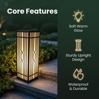 Lampe de jardin LED moderne en acier inoxydable avec abat-jour en faux albâtre, IP65, étanche, lampadaire extérieur pour la décoration paysagère