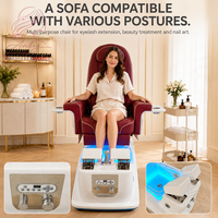 Fauteuil de pédicure professionnel en cuir PU avec massage du dos, plateau pliable, panneau de commande et douchette extensible pour salon de beauté