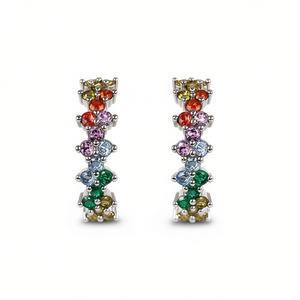 Orecchini a Cerchio Colorati E2013 in Argento 925 con Cristalli e Strass, per Uso Quotidiano Femminile - Product Image 1