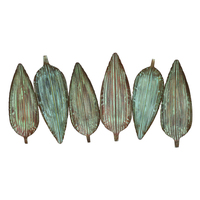 Sculpture murale en métal de luxe nordique feuilles tentures d'art mural pour la décoration intérieure feuille de fer rustique rétro Logo contemporain personnalisé