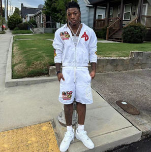 कस्टम यूनिसेक्स स्पोर्ट्स सूट पैच कढ़ाई स्क्रीन प्रिंट जॉगर ट्रैकसूट स्चर शॉर्ट्स और पुरुषों के लिए जिप अप नायलॉन हुडी सेट - Product Image 2