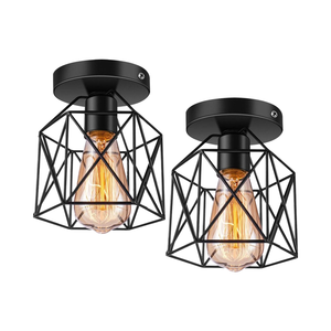 Công nghiệp <span class=keywords><strong>Retro</strong></span> Đen bán tuôn ra gắn trần ánh sáng E26/E27 LED sắt cơ sở ip33 đánh giá 5000K ánh sáng ban ngày hardwired hiên chiếu sáng - Product Image 6