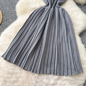 LY4113 nuovo 2025 estivo Boutique all'ingrosso colore <span class=keywords><strong>grigio</strong></span> placcato vita sottile maglieria da donna <span class=keywords><strong>maglia</strong></span> <span class=keywords><strong>abito</strong></span> da donna - Product Image 3