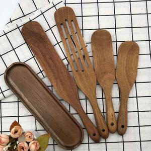 Ensemble de spatules en bois personnalisées pour la cuisine, ensemble de spatules en bois d'acacia naturel - Product Image 5