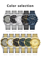 Montre à quartz de luxe originale Poedagar 896 pour homme, étanche, lumineuse, bracelet en acier inoxydable, montre pour homme